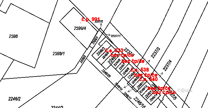 Rakšice 533, Moravský Krumlov na parcele st. 2246/4 v KÚ Moravský Krumlov, Katastrální mapa