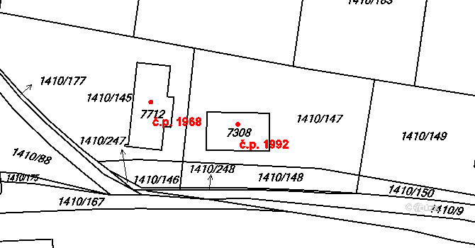 Beroun-Město 1992, Beroun na parcele st. 7308 v KÚ Beroun, Katastrální mapa