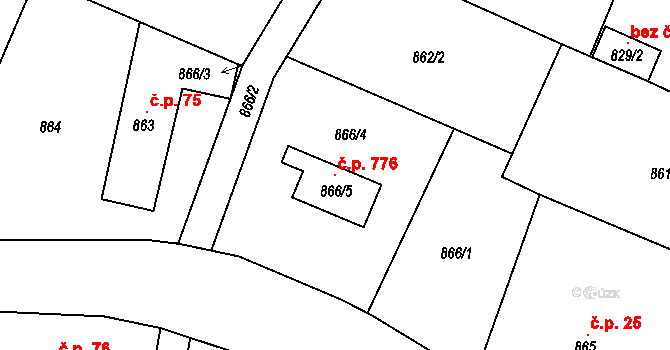 Krmelín 776 na parcele st. 866/5 v KÚ Krmelín, Katastrální mapa