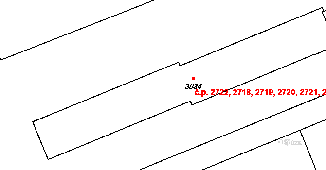 Kroměříž 2718,2719,2720,2721, na parcele st. 3034 v KÚ Kroměříž, Katastrální mapa
