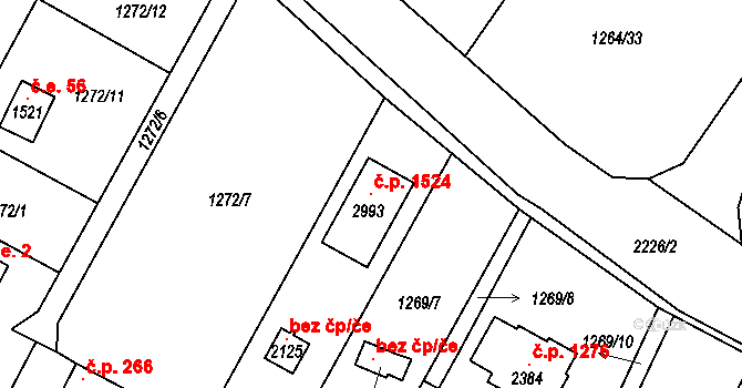 Blatná 1524 na parcele st. 2993 v KÚ Blatná, Katastrální mapa