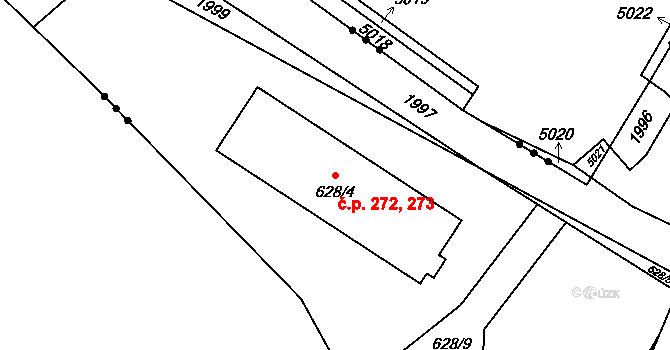 Hodonice 272,273 na parcele st. 628/4 v KÚ Hodonice, Katastrální mapa