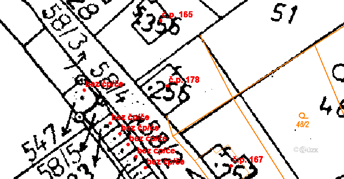 Zbraslavice 178 na parcele st. 256 v KÚ Zbraslavice, Katastrální mapa
