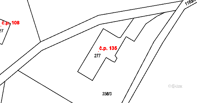 Lestkov 135, Radostná pod Kozákovem na parcele st. 277 v KÚ Lestkov pod Kozákovem, Katastrální mapa