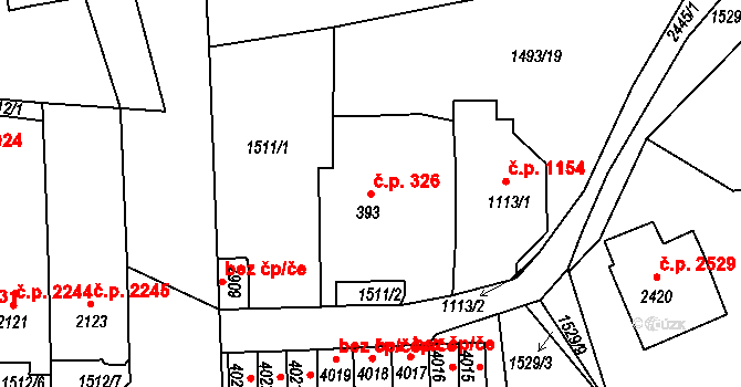 Jablonec nad Nisou 326 na parcele st. 393 v KÚ Jablonec nad Nisou, Katastrální mapa