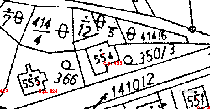 Jablonné v Podještědí 425 na parcele st. 554 v KÚ Jablonné v Podještědí, Katastrální mapa