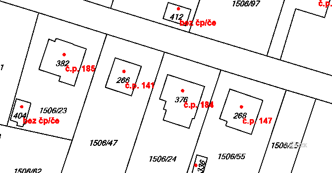 Olbramovice Ves 184, Olbramovice na parcele st. 376 v KÚ Olbramovice u Votic, Katastrální mapa