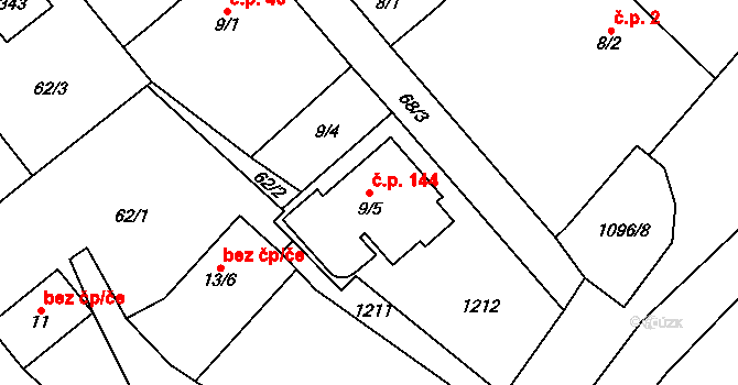 Rpety 144 na parcele st. 9/5 v KÚ Rpety, Katastrální mapa