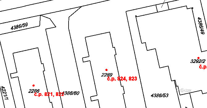 Horní Předměstí 823,824, Polička na parcele st. 2289 v KÚ Polička, Katastrální mapa