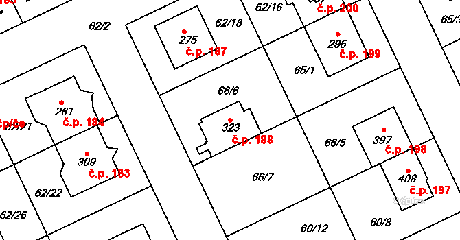 Kluk 188, Poděbrady na parcele st. 323 v KÚ Kluk, Katastrální mapa