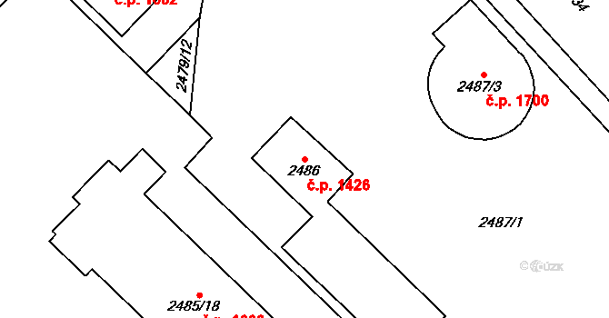 Kadaň 1426 na parcele st. 2486 v KÚ Kadaň, Katastrální mapa
