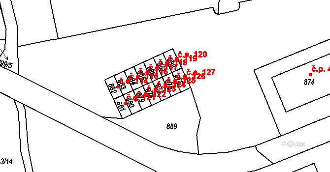 Miřetice u Klášterce nad Ohří 125, Klášterec nad Ohří na parcele st. 877 v KÚ Miřetice u Klášterce nad Ohří, Katastrální mapa
