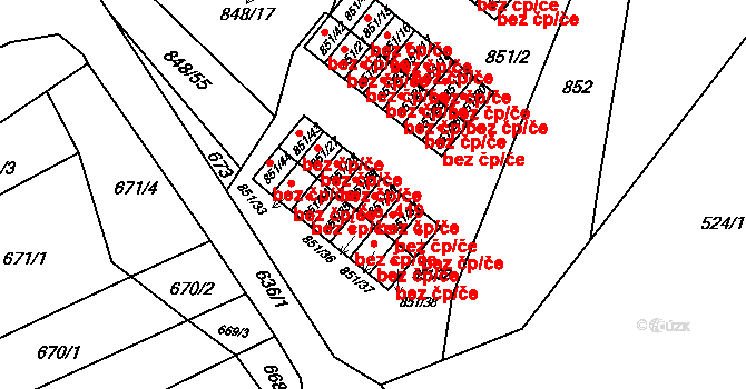 Obřany 432, Brno na parcele st. 851/30 v KÚ Obřany, Katastrální mapa