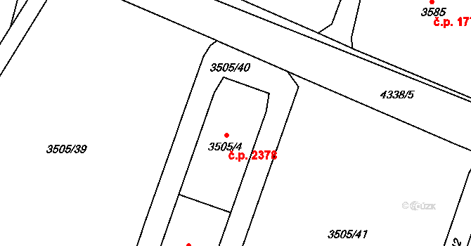 Teplice 2370 na parcele st. 3505/2 v KÚ Teplice, Katastrální mapa