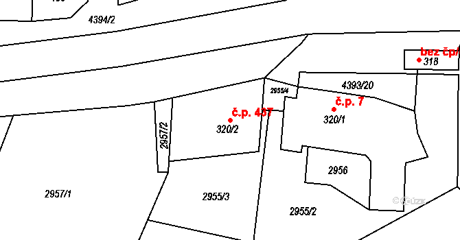 Heřmanovice 437 na parcele st. 320/2 v KÚ Heřmanovice, Katastrální mapa