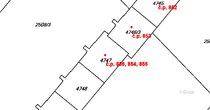 Kolín II 854,855,856, Kolín na parcele st. 4749 v KÚ Kolín, Katastrální mapa