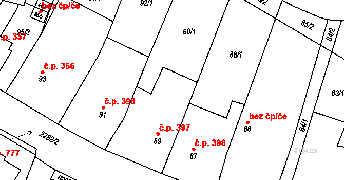 Suchdol nad Lužnicí 397 na parcele st. 89 v KÚ Suchdol nad Lužnicí, Katastrální mapa