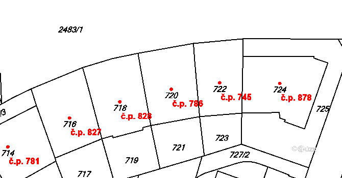 Vršovice 786, Praha na parcele st. 720 v KÚ Vršovice, Katastrální mapa