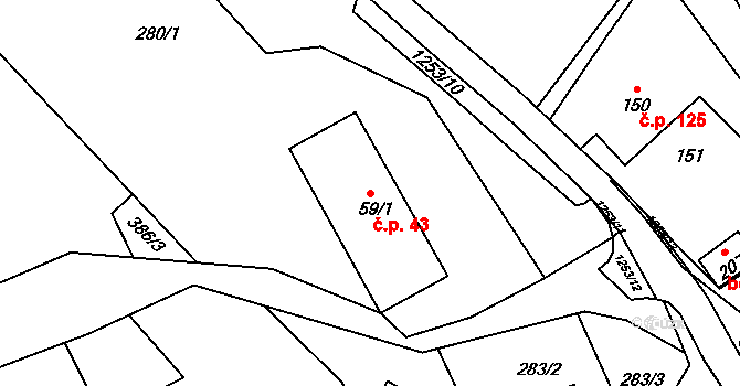 Voletiny 43, Trutnov na parcele st. 59/1 v KÚ Voletiny, Katastrální mapa