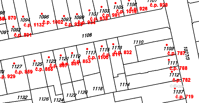 Šlapanice 811 na parcele st. 1115 v KÚ Šlapanice u Brna, Katastrální mapa