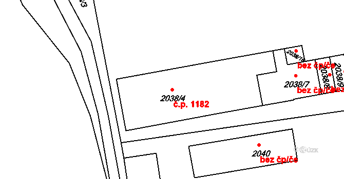 Rumburk 1 1182, Rumburk na parcele st. 2038/4 v KÚ Rumburk, Katastrální mapa