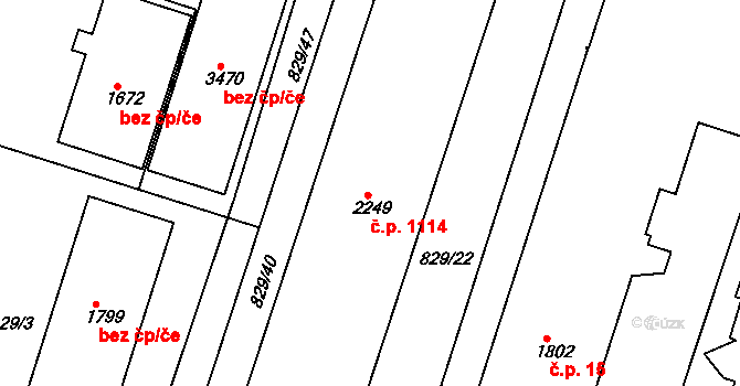 Valdické Předměstí 1114, Jičín na parcele st. 2249 v KÚ Jičín, Katastrální mapa