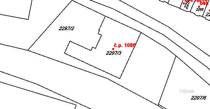 Mutěnice 1086 na parcele st. 2297/3 v KÚ Mutěnice, Katastrální mapa