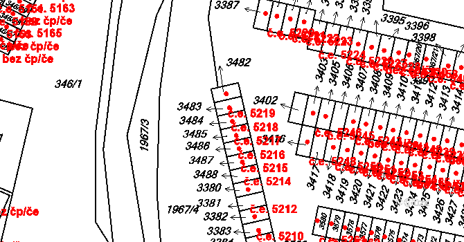 Kamenice nad Lipou 5217 na parcele st. 3484 v KÚ Kamenice nad Lipou, Katastrální mapa