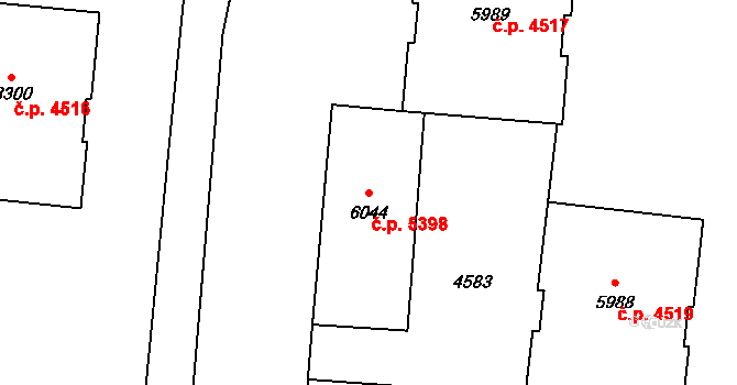 Zlín 5398 na parcele st. 6044 v KÚ Zlín, Katastrální mapa