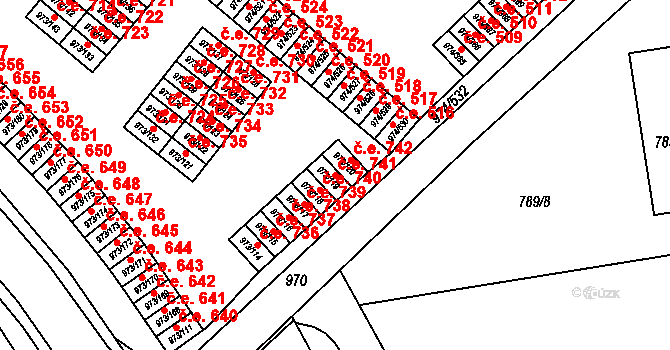 Štětí 741 na parcele st. 973/119 v KÚ Štětí I, Katastrální mapa