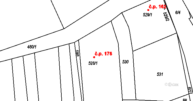 Pohořelice 176 na parcele st. 528/1 v KÚ Pohořelice u Napajedel, Katastrální mapa