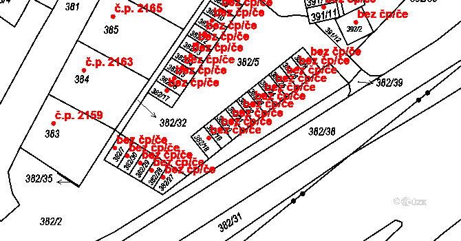 Chomutov 39078540 na parcele st. 382/20 v KÚ Chomutov II, Katastrální mapa