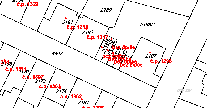 Teplice 39136540 na parcele st. 2188/3 v KÚ Teplice, Katastrální mapa