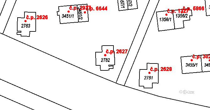 Zlín 2627 na parcele st. 2782 v KÚ Zlín, Katastrální mapa