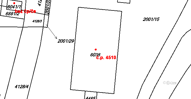 Zlín 4510 na parcele st. 6038 v KÚ Zlín, Katastrální mapa