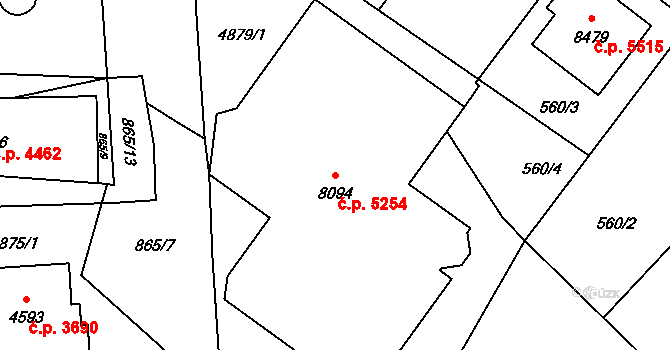 Zlín 5254 na parcele st. 8094 v KÚ Zlín, Katastrální mapa