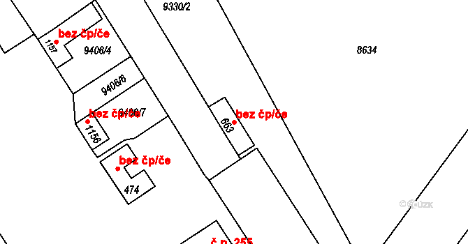 Slavonice 42312540 na parcele st. 663 v KÚ Slavonice, Katastrální mapa