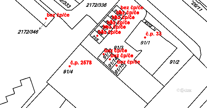 Opava 43782540 na parcele st. 91/11 v KÚ Opava-Předměstí, Katastrální mapa