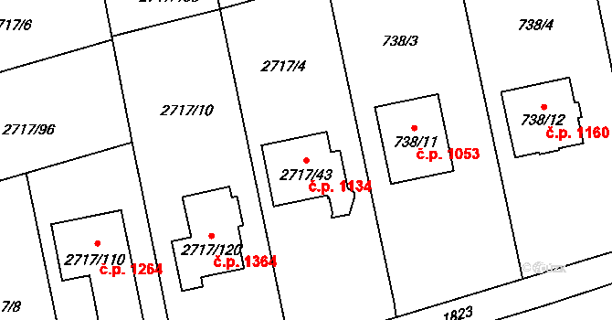 Kylešovice 1134, Opava na parcele st. 2717/43 v KÚ Kylešovice, Katastrální mapa