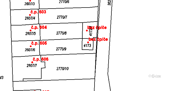 Klatovy 45205540 na parcele st. 4173 v KÚ Klatovy, Katastrální mapa