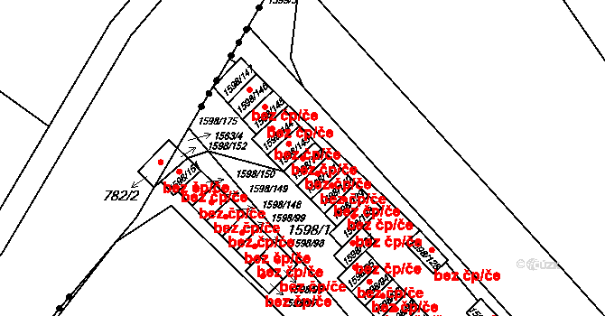 Zbýšov 46044540 na parcele st. 1598/142 v KÚ Zbýšov u Oslavan, Katastrální mapa