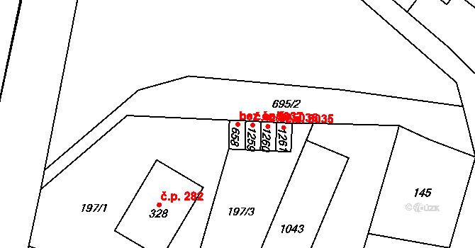 Znojmo 49128540 na parcele st. 658 v KÚ Přímětice, Katastrální mapa