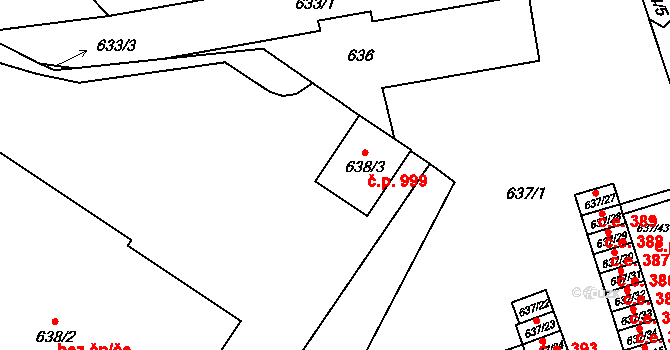 Bučovice 999 na parcele st. 638/3 v KÚ Bučovice, Katastrální mapa