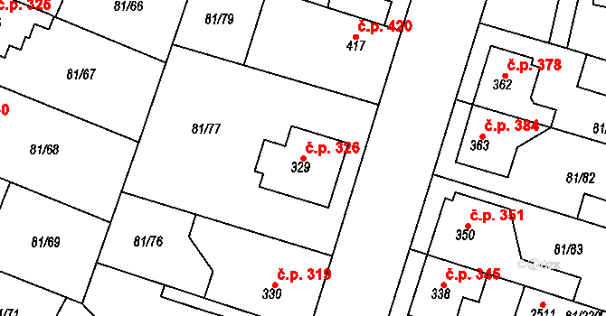 Lobeček 326, Kralupy nad Vltavou na parcele st. 329 v KÚ Lobeček, Katastrální mapa