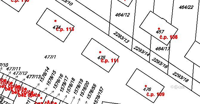 Malé Předměstí 111, Horšovský Týn na parcele st. 475 v KÚ Horšovský Týn, Katastrální mapa