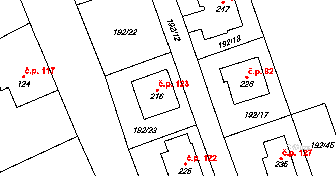 Lipí 123, Náchod na parcele st. 216 v KÚ Lipí u Náchoda, Katastrální mapa