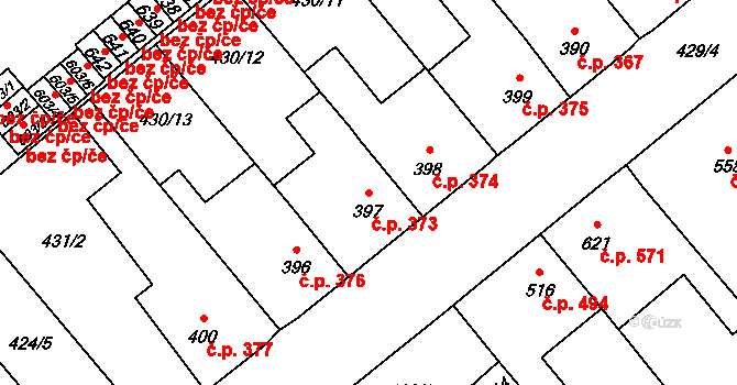 Sezemice 373 na parcele st. 397 v KÚ Sezemice nad Loučnou, Katastrální mapa