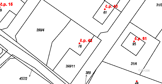 Bohumilice 42, Kožlí na parcele st. 76 v KÚ Bohumilice u Kožlí, Katastrální mapa