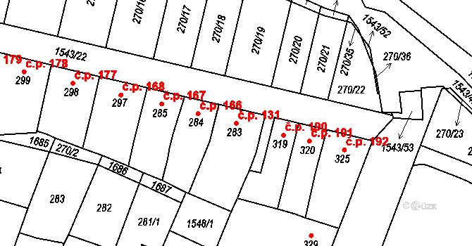Doudleby nad Orlicí 131 na parcele st. 283 v KÚ Doudleby nad Orlicí, Katastrální mapa