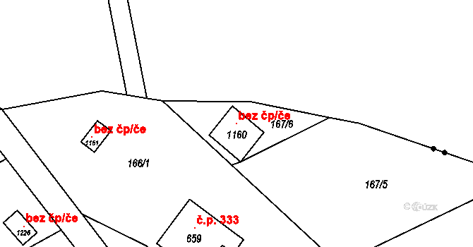 Zlín 102283541 na parcele st. 1160 v KÚ Kudlov, Katastrální mapa
